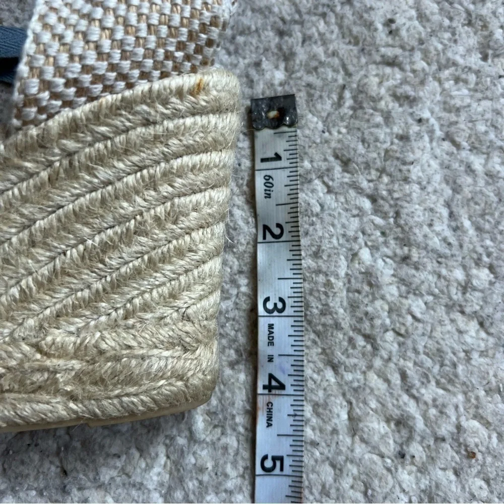 Saludos Light Denim Wrap Ankle Strap Platform Wedge Espadrille Size 8